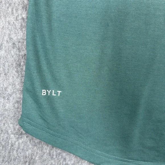 BYLT Drop Cut Shirt Men's M Gym Workout Tee Green Premium Basics - Picture 2 of 6